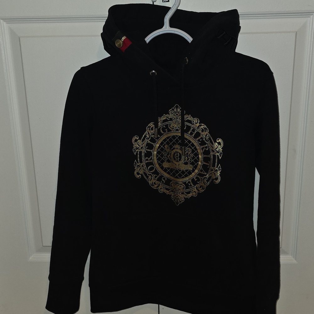 Women's Black Holland Cooper Hoodie Sweatshirt with Gold Crest Graphic